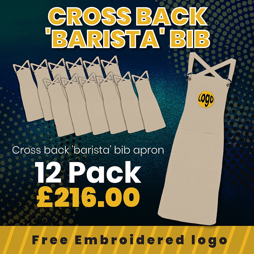12 pack cross-back barista bib aprons