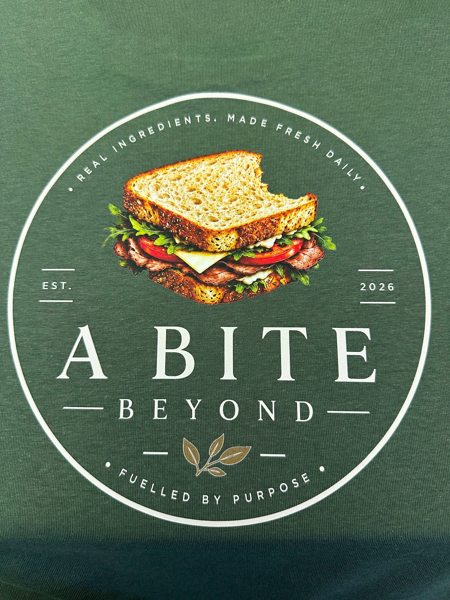 Full-colour ABITE Beyond garment print produced by WearYourLogo