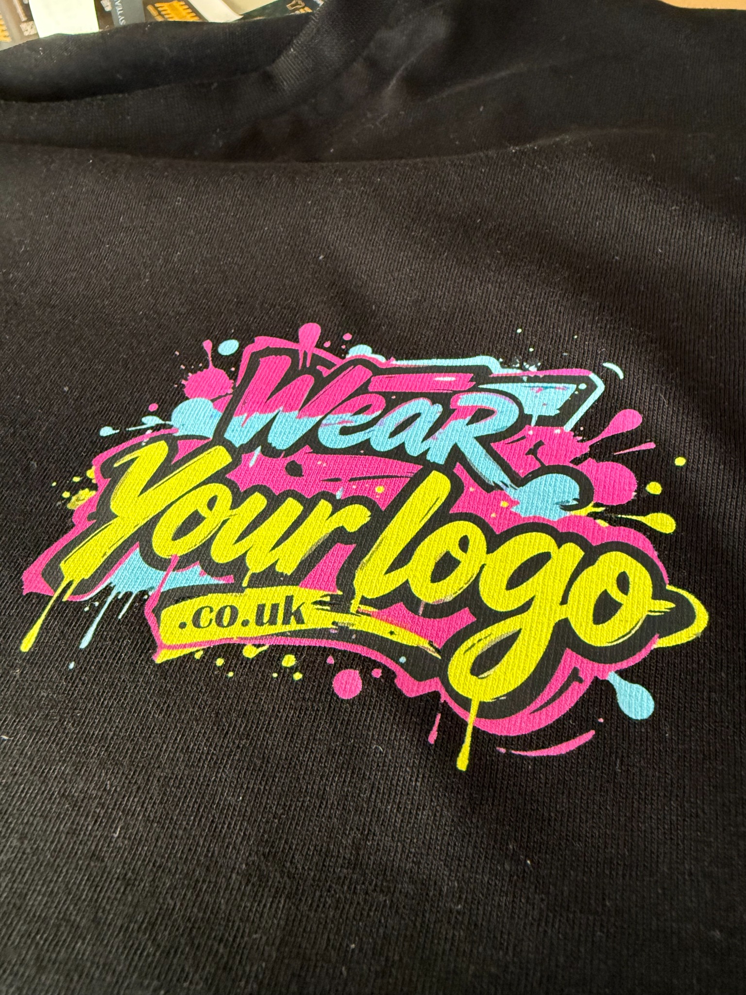 Real WearYourLogo customer work: vibrant full-colour print