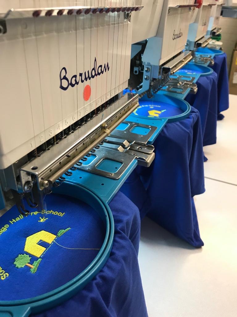 School garments being embroidered in-house