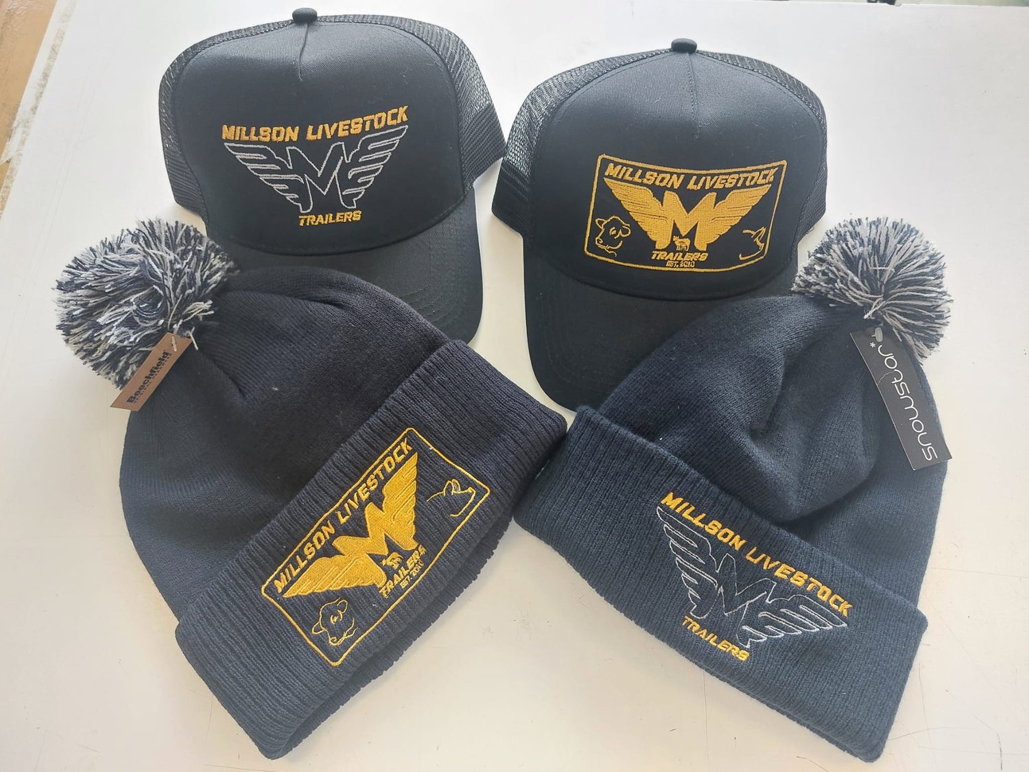 Embroidered headwear for a customer