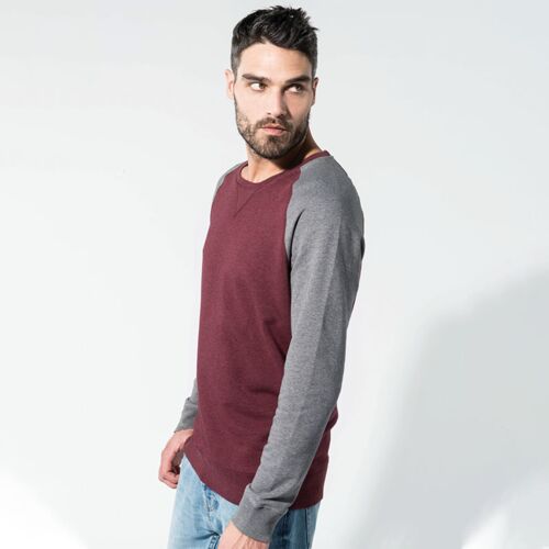 Men's two-tone organic crew neck raglan sleeve sweatshirt Thumbnail