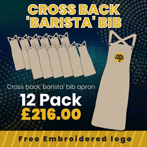 12 Pack Cross back 'barista' bib apron £216.00 Thumbnail