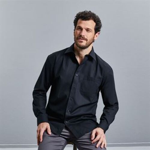 Long sleeve pure cotton easycare poplin shirt Thumbnail