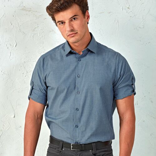 Poplin cross-dye roll sleeve shirt Thumbnail