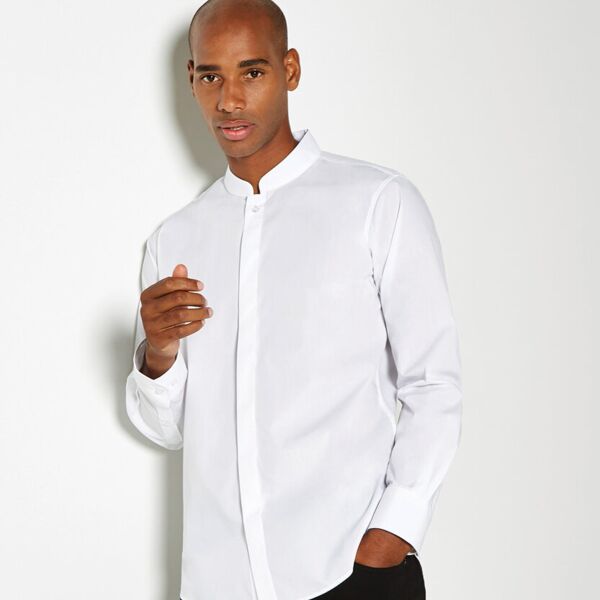 Mandarin collar fitted shirt long sleeve Thumbnail