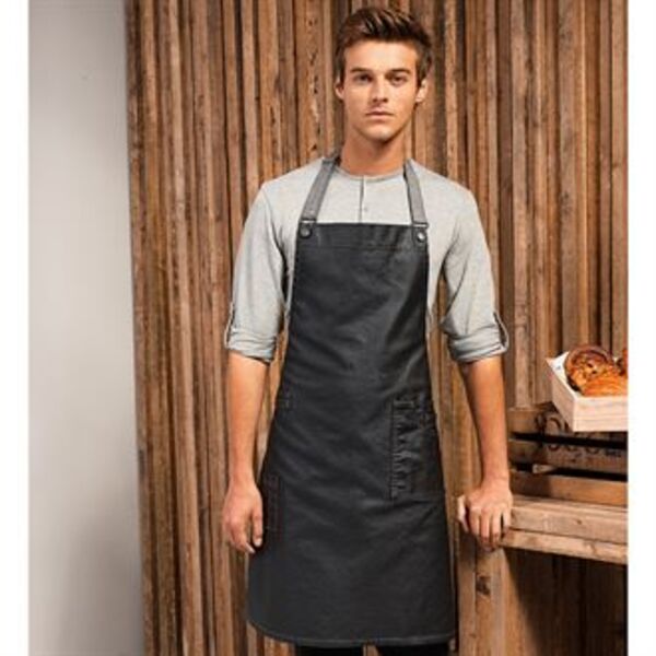 District waxed-look denim bib apron Thumbnail